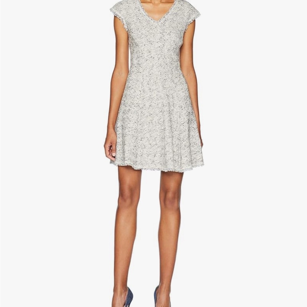 Rebecca Taylor Gray and White Tweed Dress- Fit & Flare